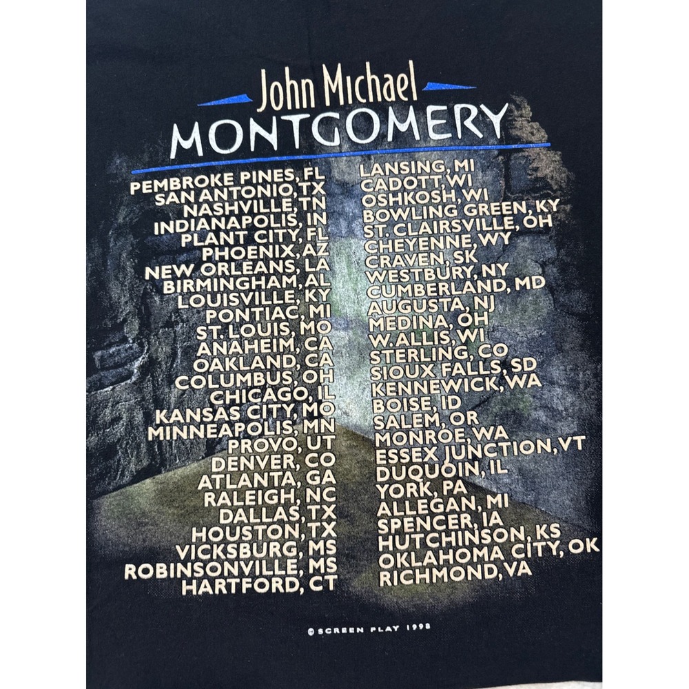 Delta John Michael Montgomery T-Shirt Mens XL Black Excellent 1998 Tour Graphic - Picture 4 of 4